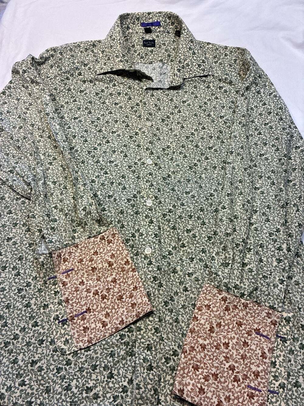 Paul Smith London Floral Scroll Print Button Down Shirt Size 16.5 / 42